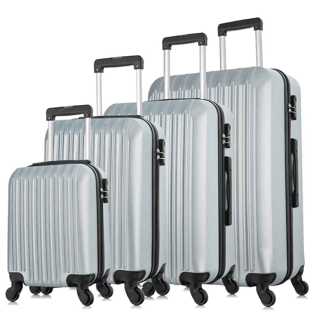 Spaco 4 Piece Set Luggage Sets Suitcase ABS Hardshell Lightweight, Luggage Set Clearance, Suitcase with Spinner Wheels(16/20/24/28 inch) Silver White Spaco 4 Piece Set Luggage Sets Suitcase ABS Hardshell Lightweight, Luggage Set Clearance, Suitcase with Spinner Wheels(16/20/24/28 inch) Silver White