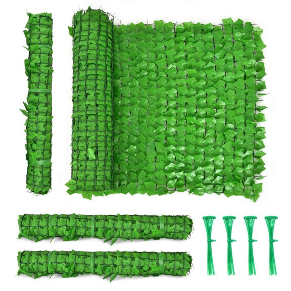 Spaco 4 Pieces 118 x 39 inch Artificial Ivy Privacy Fence for Fence and Vine Decor, Artificial Hedge Panel with A Sturdy PE Frame, Privacy Fence for Outdoor as Porch, Yard, Balcony, Green
