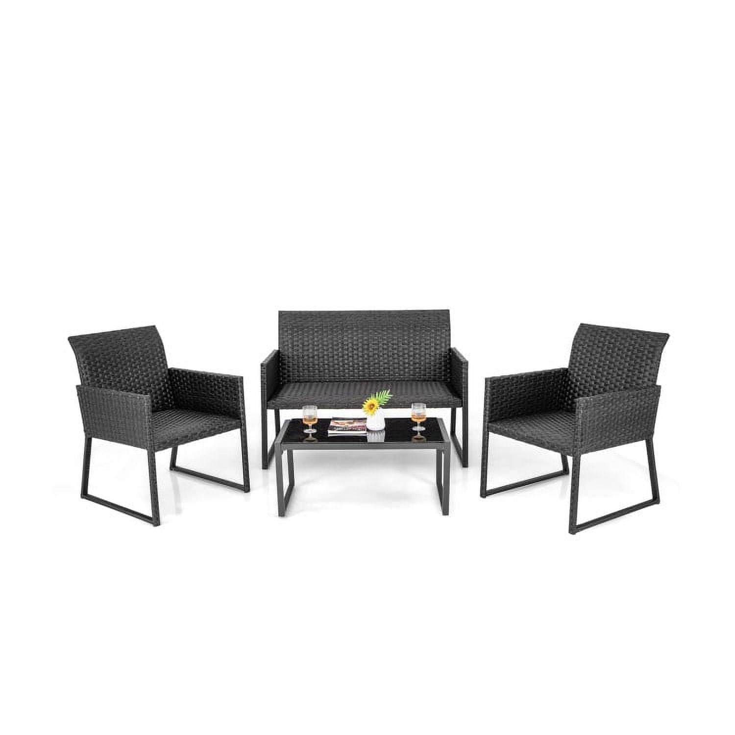 Spaco 4 Pieces Outdoor Wicker Patio Furniture Set, Deluxe Outdoor Patio with Quick Dry Foam for Backyard Spaco 4 Pieces Outdoor Wicker Patio Furniture Set, Deluxe Outdoor Patio with Quick Dry Foam for Backyard