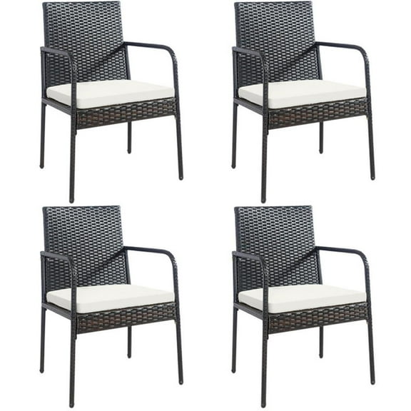 Spaco 4 Pieces Patio Wicker Rattan Dining Set with Comfy Cushions, Outdoor Patio Furniture for Garden, Backyard, Camping Furniture