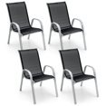 thumbnail image 1 of Spaco 4 Pieces Stackable Patio Dining Chairs Set with Armrest, Outdoor Chairs, Patio Furniture-Black, 1 of 14