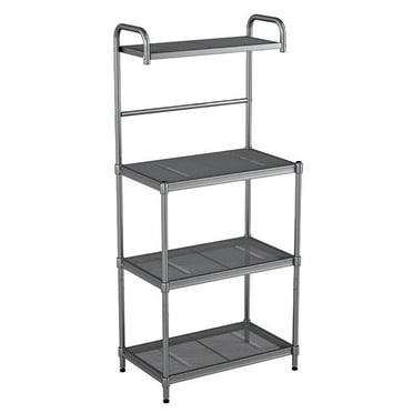 Spaco 4-Tier Kitchen Storage Baker Microwave Oven Rack Shelves, Bakers Rack Kitchen Storage Shelf, Kitchen Stand, Kitchen Storage Shelf for Spices, Pots, and Pans, Gray