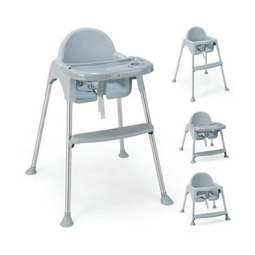 Spaco 4-in-1 Convertible Baby High Chair with Removable Double Tray-Gray, Compact and Portable High Chair, Foldable High Chair, High Chairs for Babies and Toddlers