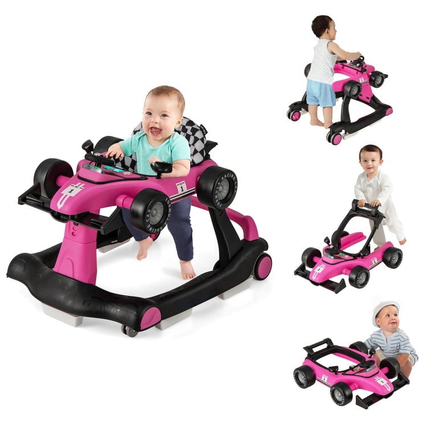 Spaco 4-in-1 Foldable Activity Push Walker with Adjustable Height-Pink, Baby Walker with Wheels for Boys Girls Babies Spaco 4-in-1 Foldable Activity Push Walker with Adjustable Height-Pink, Baby Walker with Wheels for Boys Girls Babies