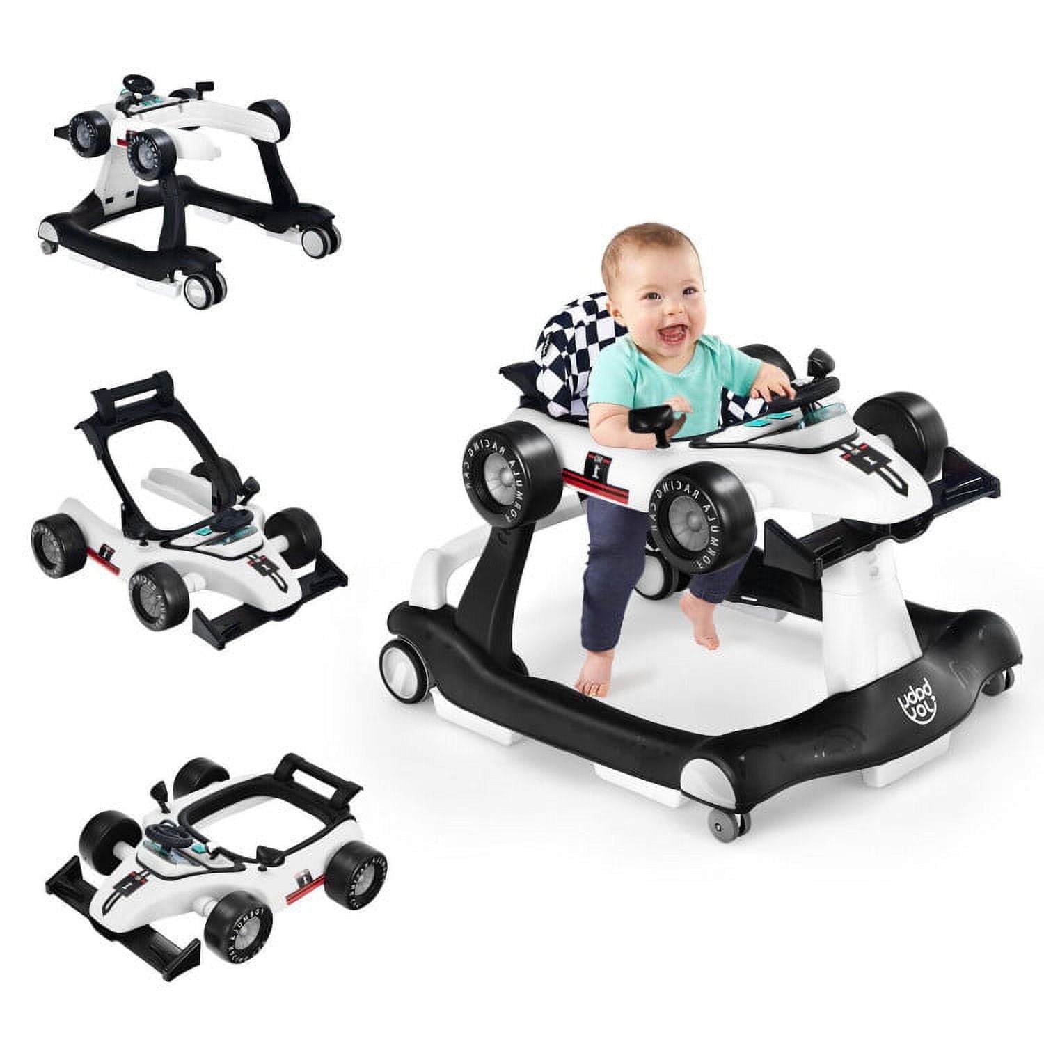 Spaco 4-in-1 Foldable Activity Push Walker with Adjustable Height-White, Baby Walker with Wheels for Boys Girls Babies Spaco 4-in-1 Foldable Activity Push Walker with Adjustable Height-White, Baby Walker with Wheels for Boys Girls Babies