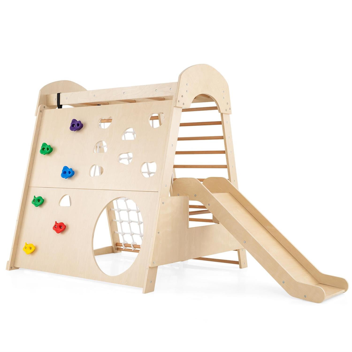 Spaco 4-in-1 Indoor Jungle Gym, Baby Swing, Climbing Ramp, Height-Adjustable, Multicolor