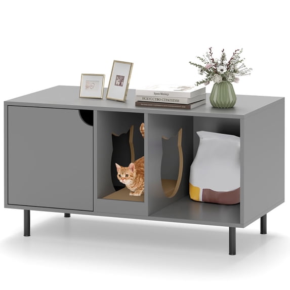 Spaco 40 Inch Cat Litter Box Enclosure for 2 Cats Hidden Cat Washroom, Cat House, Gray