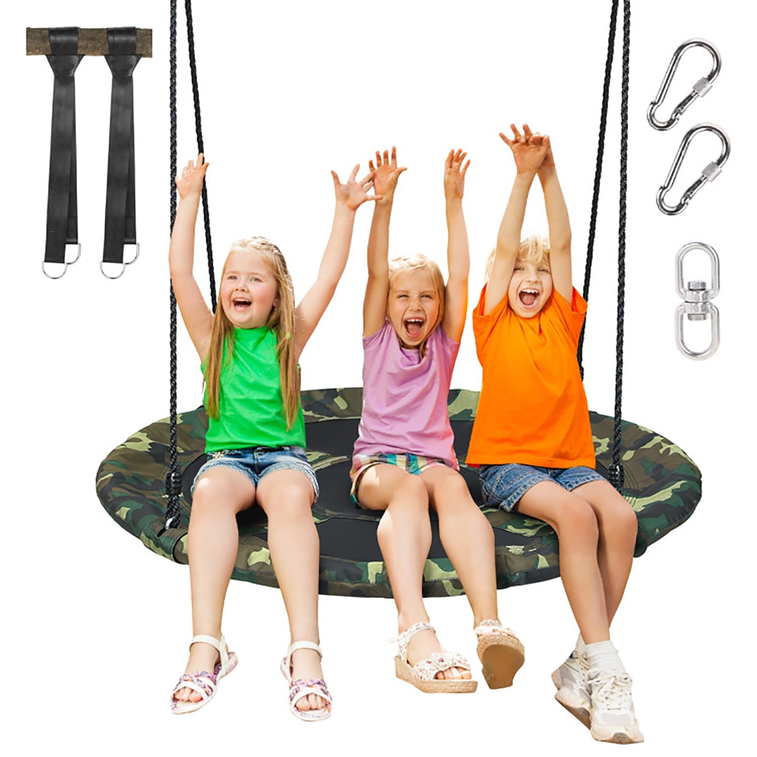 Spaco 40 Inch Flying Saucer Tree Swing Outdoor Play Set with Adjustable Ropes Gift for Kids