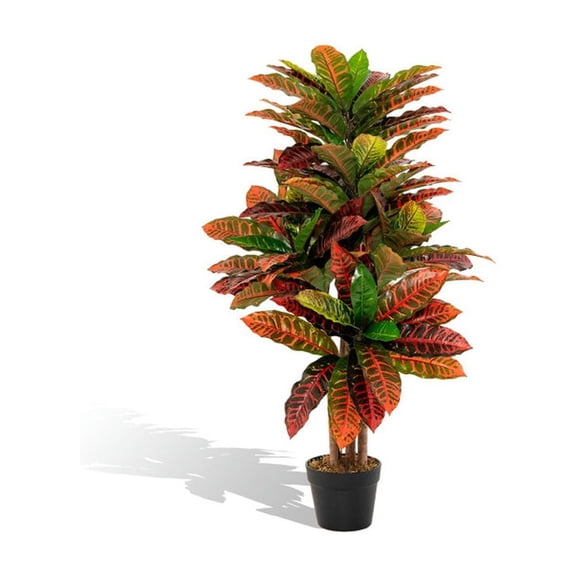 Spaco 40 Inch Tall Faux Palm Tree with Colorful Variegated Leaves and Pot, Fake Croton Palm Tree, Artificial Croton Plant for Indoor and Outdoor, Green