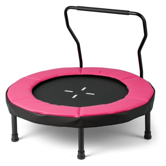 Spaco 40-Inch Trampoline, No-Gap Edge Safety Design, Anti-Slip Play Mat, Foam Stability Handrail, Indoor & Outdoor, Pink