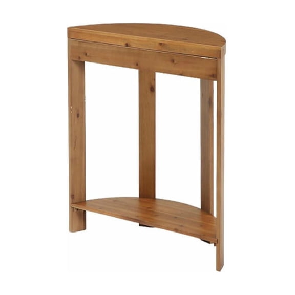 Spaco 41.3" Solid Wood Half-Moon Farmhouse Console Table, 2-Tier Storage, Small Entryway Accent Table, Easy Assembly, for Foyer/Living Room, Rustic Brown