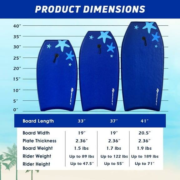 Spaco 41 Inch Lightweight Super Portable Surfing Bodyboard-L, Performance Fish Soft Top Surfboard for Kids and Adult