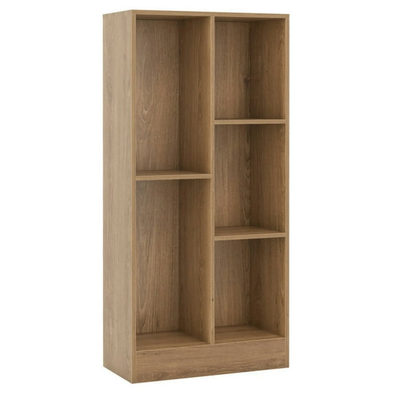 Spaco 41 Inches 5-Cube Floor Bookcase with 2 Anti-Tipping Kits-Natural, High Bookshelf, Display Storage Rack, Suitable for Home Offices