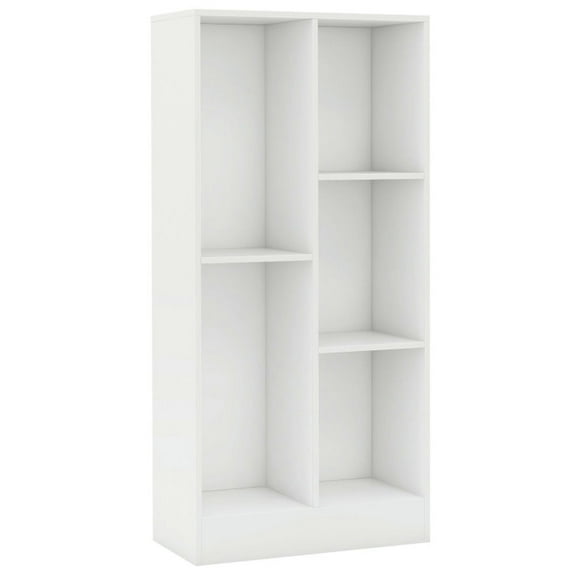 Spaco 41 Inches 5-Cube Floor Bookcase with 2 Anti-Tipping Kits-White, High Bookshelf, Display Storage Rack, Suitable for Home Offices