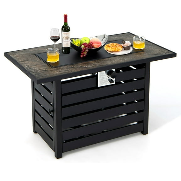 Spaco 42 Inch 50000 BTU Propane Fire Pit Table with Ore Powder Surface, Outdoor Fire Pit for Outdoor, Outside Patio Deck and Garden