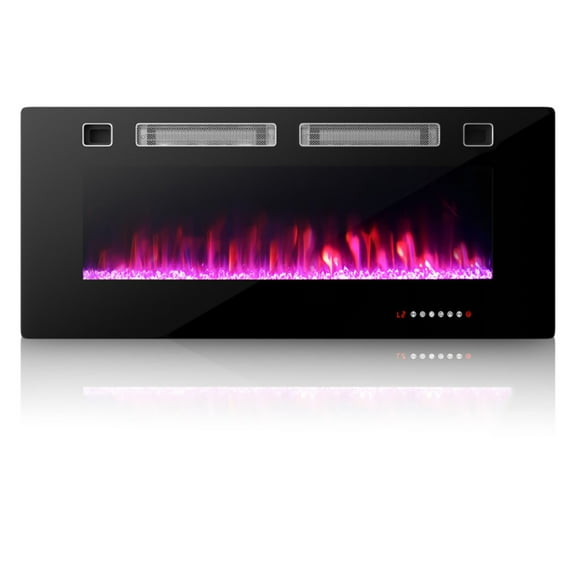 Spaco 42 Inch Ultra-Thin Electric Fireplace with Decorative Crystals and Smart APP Control-42 inch, Electric Fireplace Insert, Wall Recessed/Mounted, Freestanding Fireplace