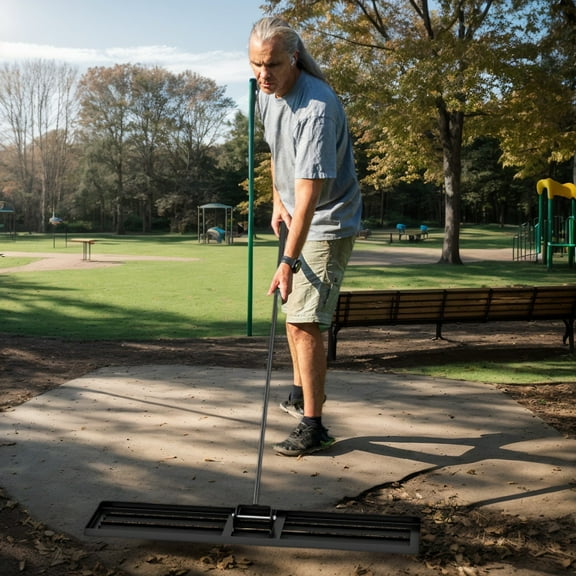 Spaco 46 x 10 Inch Lawn Leveling Rake, Heavy Duty Lawn Level Tool for Soil, Black