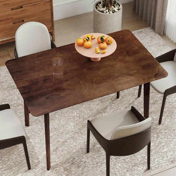 Spaco 47.2" Rectangle Dining Table for 4, Mid-Century Modern Kitchen Table, Table with Rubber Wood Legs for Indoor as Kitchen, Bar, Dining Room, Brown