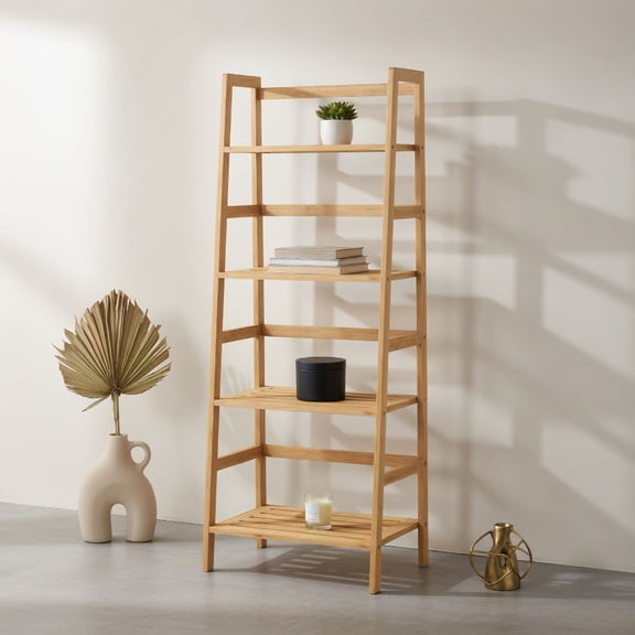 Spaco 47.5 Inch 4-Tier Multifunctional Bamboo Bookcase Storage Stand Rack, Tall Bookshelf, Shelves for Living Room, Home Office, Bedroom, Balcony