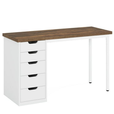 Spaco 47" Computer Desk with 5 Drawers, Modern Study Table Writing Desk, Desk for Indoor as Home, Office, White