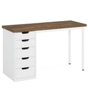 Spaco 47 Computer Desk with 5 Drawers, Modern Study Table Writing Desk, Desk for Indoor as Home, Office, White