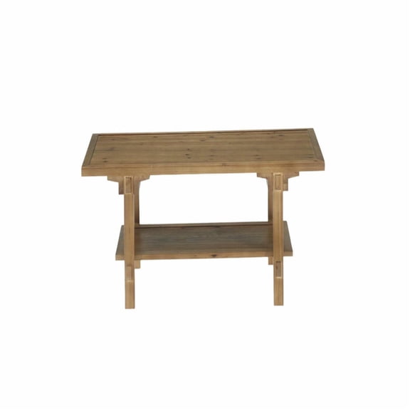 Spaco 47" Rectangular Solid Wood Coffee Table, 2-Tier Storage Shelves, Classic Timeless Design, for Living Room, Brown