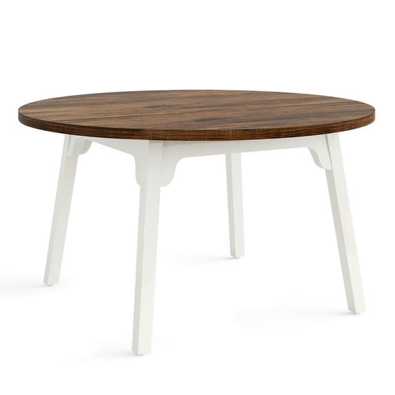 Spaco 47-inch Dining Table, Round Farmhouse Kitchen Table for 4-6, Dining Table for Indoor as Living Room, Kitchen, Brown