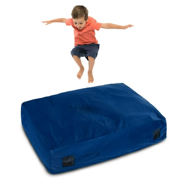 Spaco 47" x 35.5" Crash Pad Sensory Mat with Foam Blocks and Washable Cover for Kids and Adults, Ideal Gymnastics Equipment for Kids, Blue