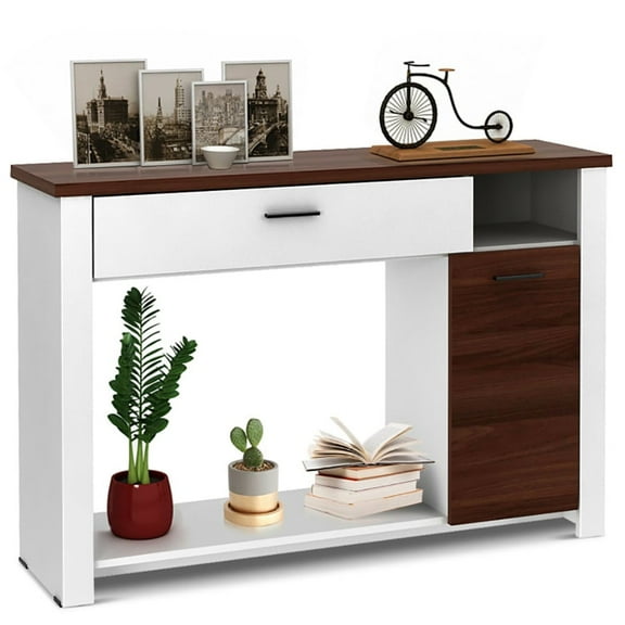 Spaco 48 Inch Console Table with Drawer and Cabinet, Entryway Table Hallway Table, Storage-Friendly Hallway Table for Foyer & Entry Spaces