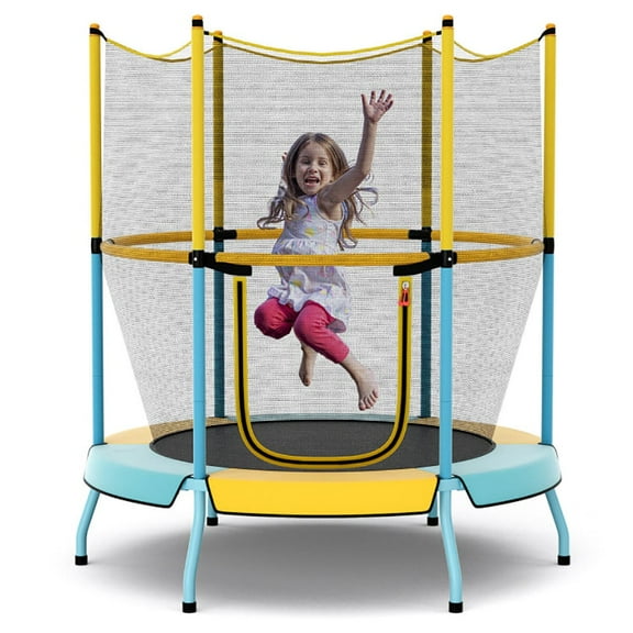 Spaco 48" Toddler Trampoline with Safety Enclosure Net-Yellow, Bounce Trampoline for Outdoor as Garden, Park