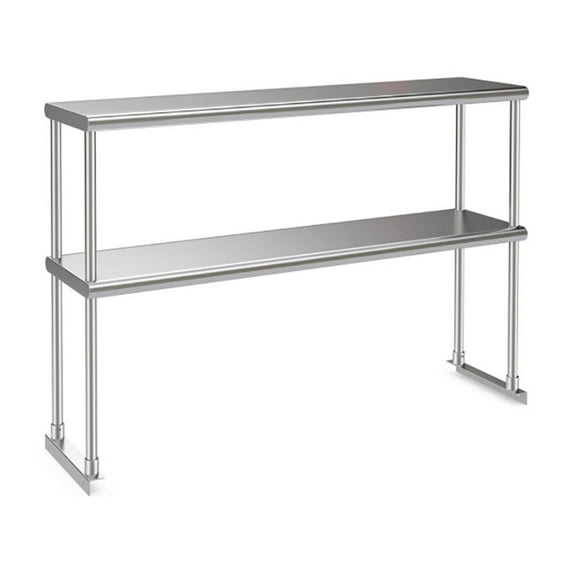 Spaco 48 x 12 Inch Kitchen Stainless Steel Overshelf with Adjustable Lower Shelf, Stainless Steel Table for Restaurant, Home and Hotel