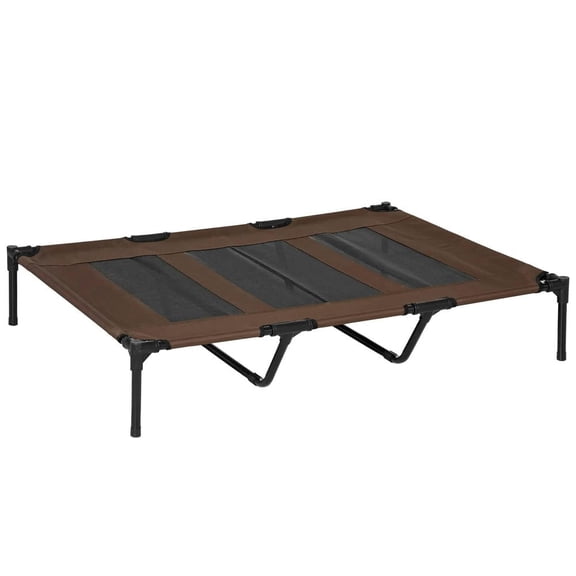 Spaco 48" x 36" Breathable Elevated Dog Bed Portable Pet Cot, Raised Pet Bed with Carry Bag Steel Frame Breathable Mesh Indoor and Outdoor Tan
