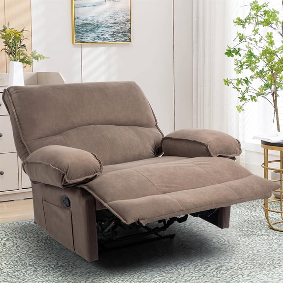 Spaco 49" Oversized Manual Recliner Chair Sofa with Side Pocket, Padded Seat for Living Room, Home Theater, Brown
