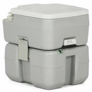 Spaco 5.3 Gallon Portable Toilet, Indoor Outdoor Commode with Piston Pump Flush, Lightweight & Compact for Camping, Boat, Van, Gray