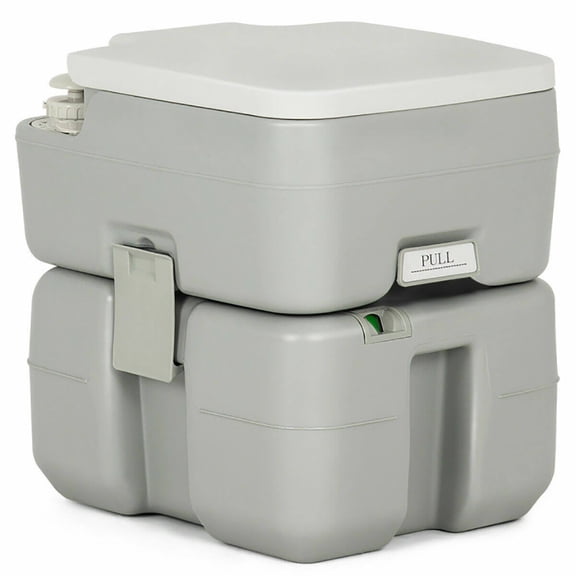 Spaco 5.3 Gallon Portable Travel Toilet with Piston Pump Flush, Quart Portable Freezer Electric Cooler Car Refrigerator with Dual Zone