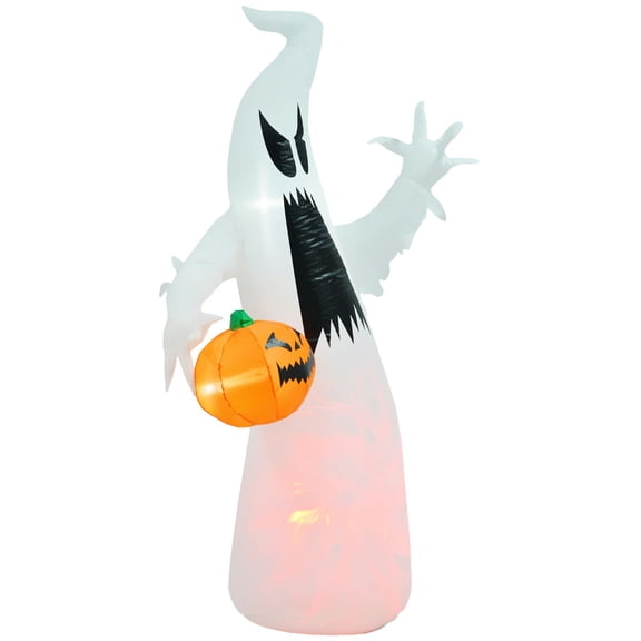 Spaco 5.9 Feet Halloween Inflatable Ghost with Pumpkin, Blow Up LED Decor for Outdoor as Garden, Lawn, Party, Holiday, Waterproof Inflatable Ghost Decoration, Red