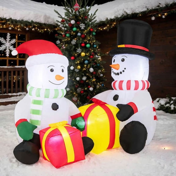 Spaco 5 Feet Inflatable Christmas Snowman with Gift Boxes, Secure and Reliable Snowman for Indoor Holiday Decoration, Multi-color