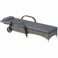 thumbnail image 1 of Spaco 5-Level Rattan Pool Lounge Chair with Adjustable Backrest, Wheels, Pillow, and Headrest, Perfect for Outdoor Relaxation, Gray, 1 of 11