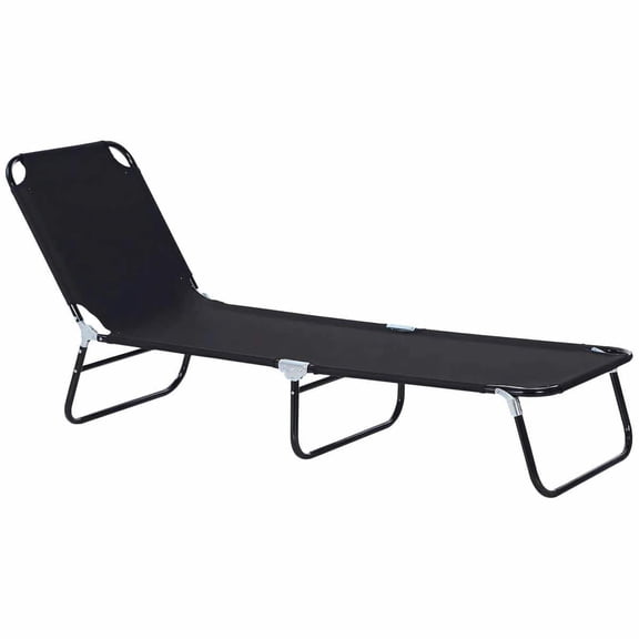 Spaco 5-Level Reclining Beach Chairs, Steel Frame Outdoor Sun Tanning Loungers for Yard, Patio, Durable Outdoor Chaise Lounge Pool Chairs, Black
