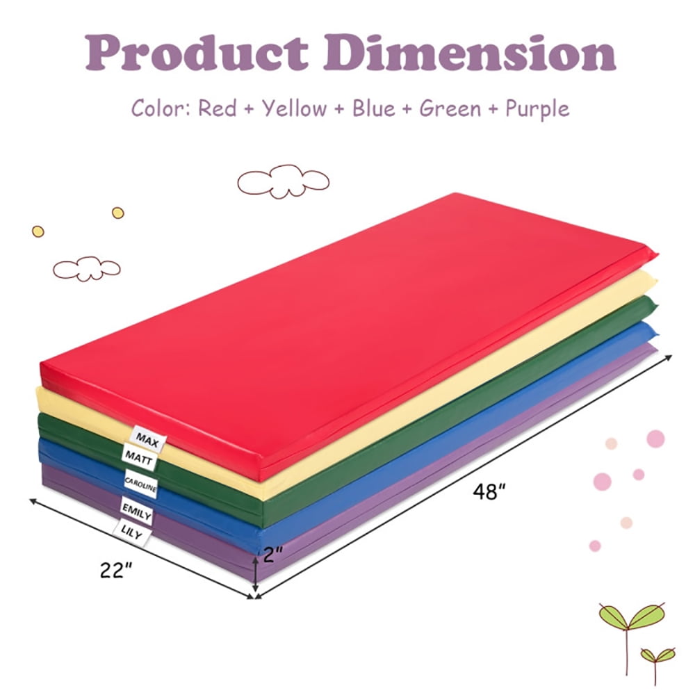 Spaco 5 Pack 2 Inch Toddler Thick Rainbow Rest Nap Mats , Folding Thick ...