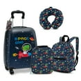 thumbnail image 1 of Spaco 5 Piece Kids Luggage Set with Backpack Neck Pillow Name Tag Lunch Bag-Dark Blue, Kids Suitcase, Riding Suitcase for Kids, 1 of 10
