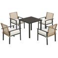 thumbnail image 1 of Spaco 5-Piece Wicker Rattan Patio Furniture Set with Cushions and Square Metal Table Top, Patio Table and 4 Pieces Chairs Conversation Set for Outdoor as Yard, Balcony, Porch, Beige, 1 of 11