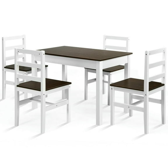 Spaco 5 Pieces Solid Wood Compact Kitchen Dining Set-Walnut, Dining Room Table, Modern Dining Set for Home, Kitchen, Dining Room