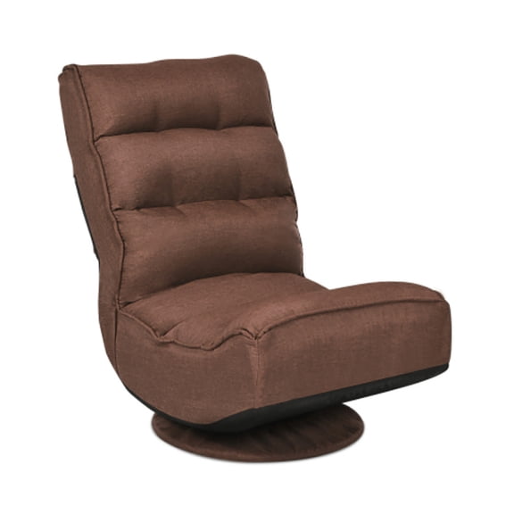 Spaco 5-Position Folding Floor Gaming Chair-Rustic Brown, Gaming Chair 360 Degree Multipurpose Floor Chair Rocker for TV, Readin