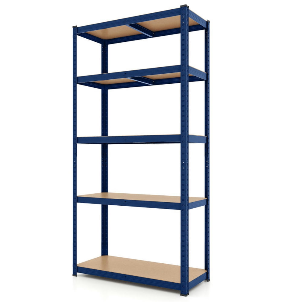 Blue Heavy Duty 5-Tier Metal Shelving Unit with Adjustable MDF Shelves