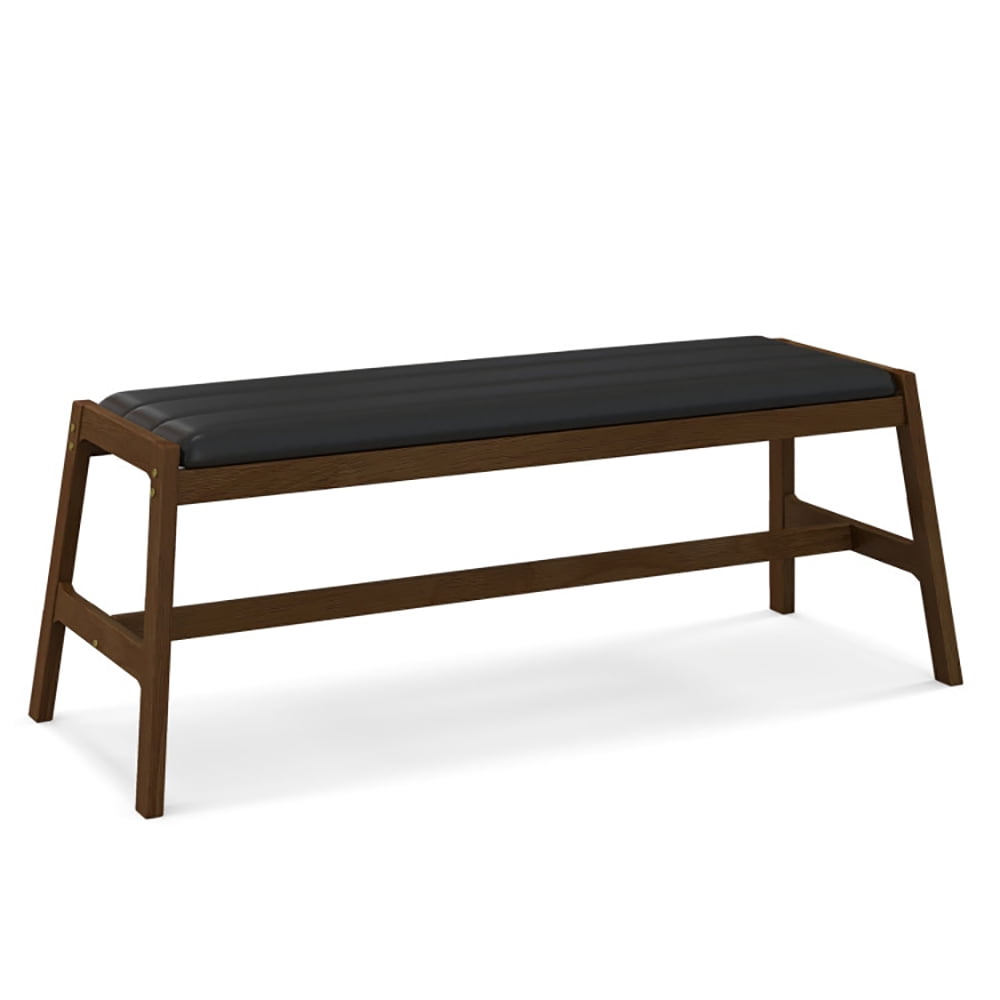 Spaco 50 Inch Long Solid Wood Dining Bench Upholstered Table Bench with Faux Leather Padded Seat-Walnut, Spaco 50 Inch Long Solid Wood Dining Bench Upholstered Table Bench with Faux Leather Padded Seat-Walnut,