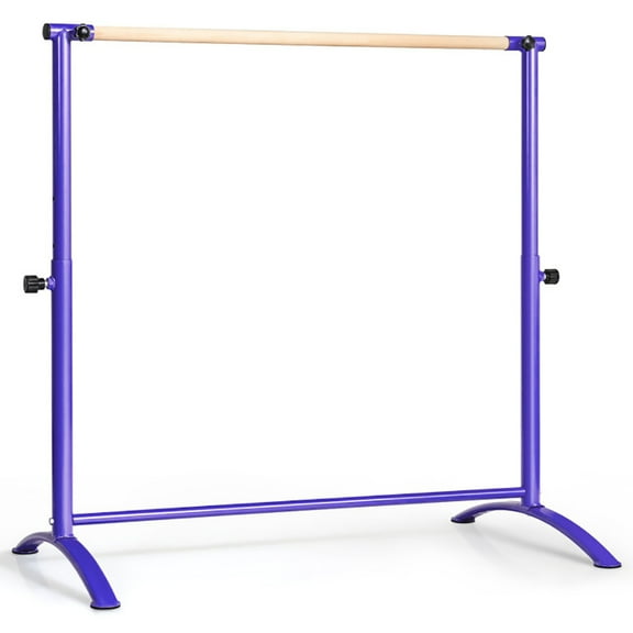 Spaco 51 Inch Ballet Barre Bar with 4-Position Adjustable Height, Solid Beech Wood Ballet Barre, Folding Gymnastic Horizontal Bars Equipment, Purple