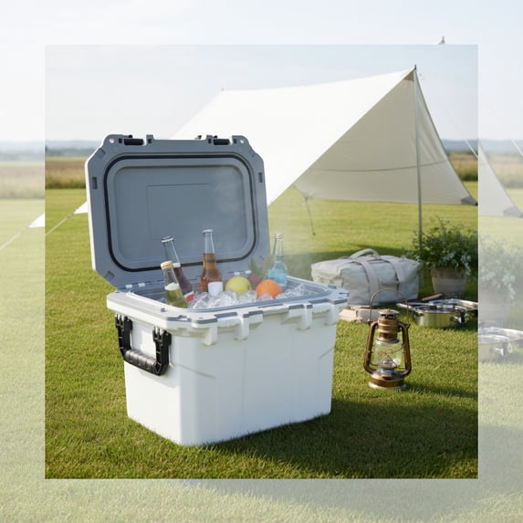 Spaco 53-Quart Ultra-Lightweight Hard-Sided Cooler with 6-Day Ice Retention, Leakproof Outdoor Cooler for Camping, Tailgating & Beach, White