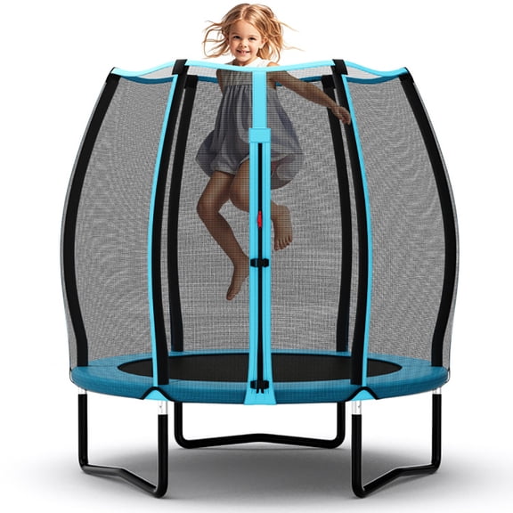 Spaco 55 Inch Trampoline for Kids Toddler, Mini Trampoline with Safety Enclosure Net, Blue