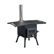 Spaco 57.5*31*37cm Wood Camping Stove, Camping Stove, Multi-purpose Stove with Chimney for Outdoor, Black